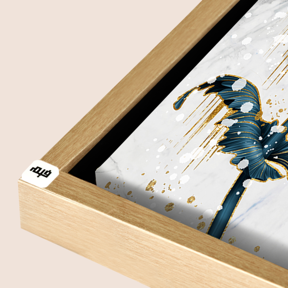 لوحة جدارية كانفس ، وردة - تدرجات الذهبي والتركواز مع الأبيض والرمادي