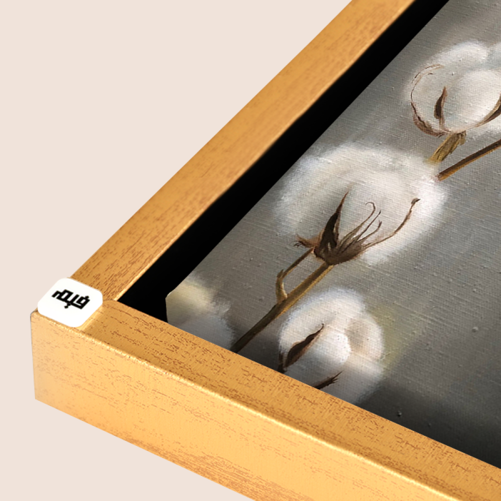 لوحة جدارية كانفس مقسمة زهرة القطن تدرجات البني مع الرمادي والأبيض