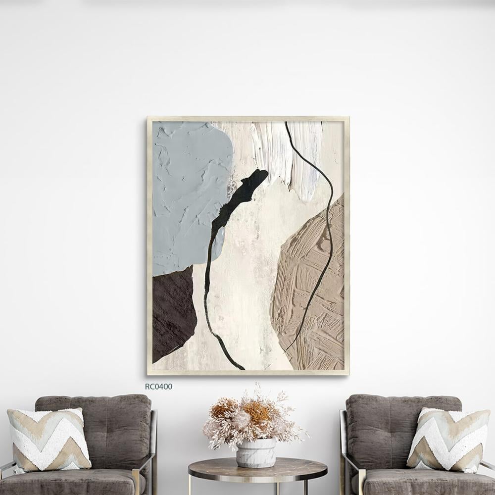 لوحة جدارية كانفس تصور  تداخل خطوط واشكال بطابع مائي