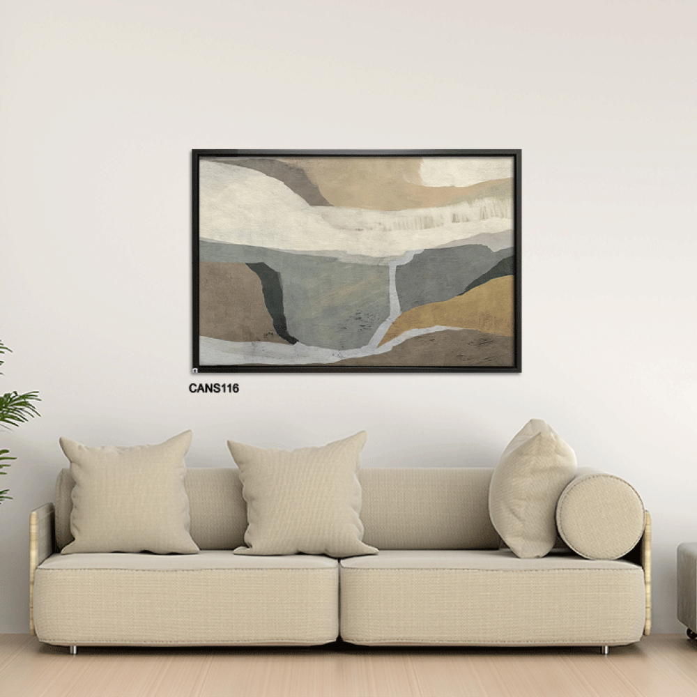 لوحة جدارية كانفس ، تداخل - تدرجات البني والبيج مع الرمادي