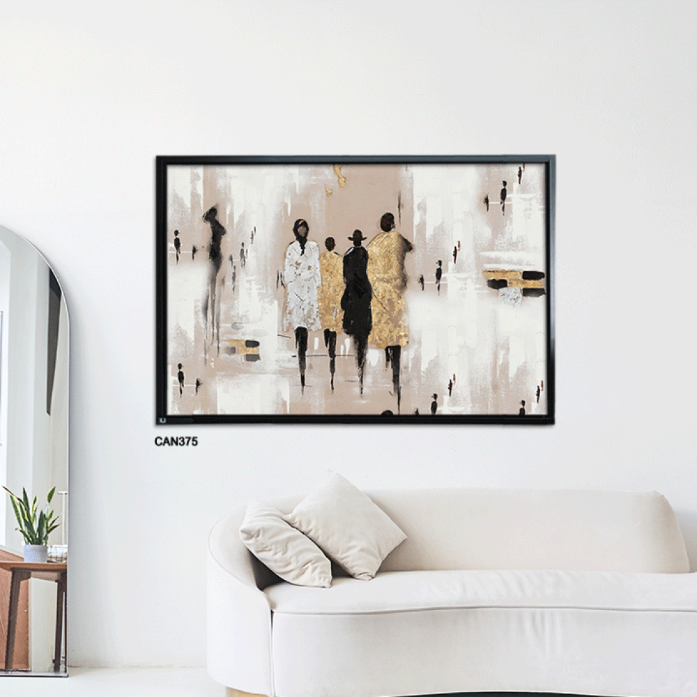 لوحة جدارية كانفس أشخاص تدرجات الذهبي مع البيج والأسود