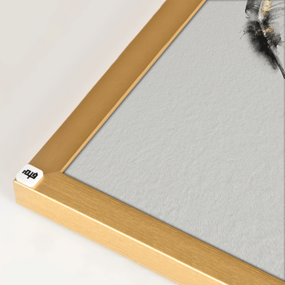 لوحة فنية جدارية كانفس ، ريشة - تدرجات الذهبي مع الأسود والبيج -