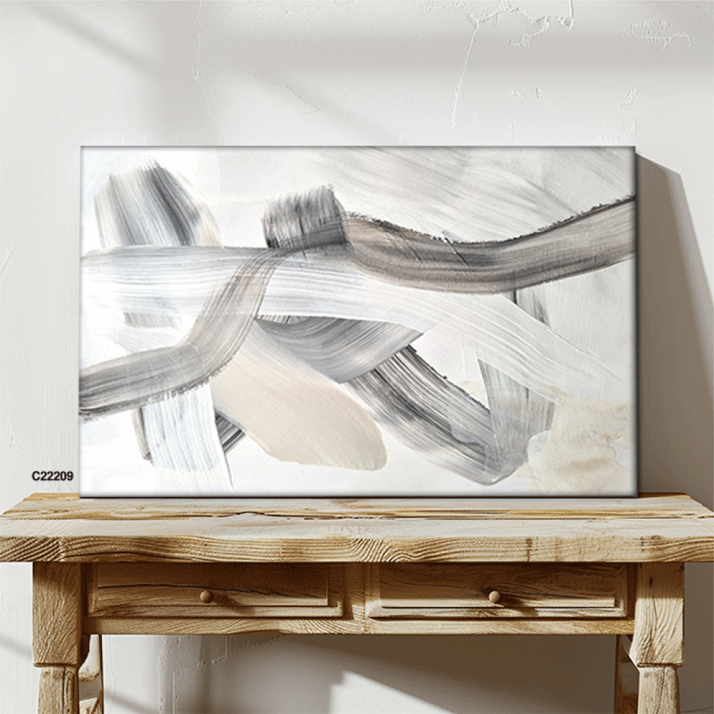 لوحة فنية جدارية كانفس ، دمج ألوان - تدرجات البيج والبني مع الرمادي والأبيض