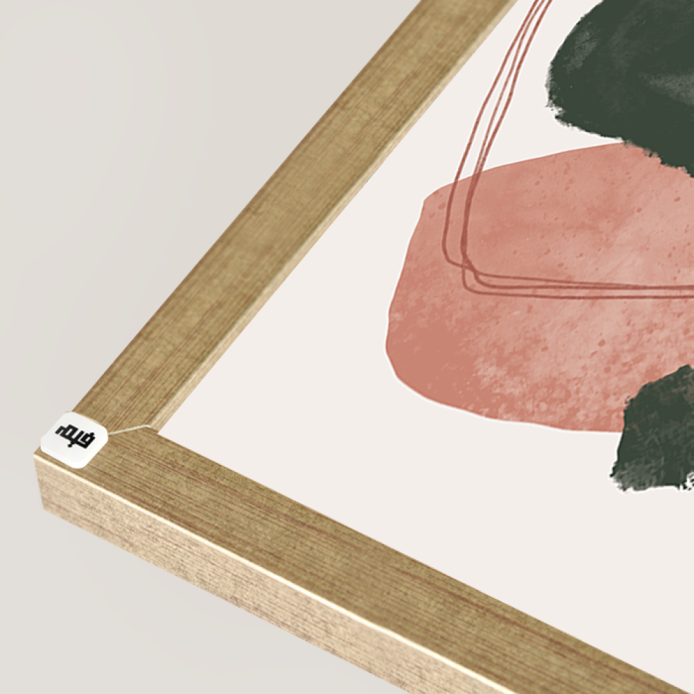 لوحة جدارية كانفس مقسمة ، أشكال - تدرجات الأخضر الزيتي مع الوردي  - فن بوهيمي