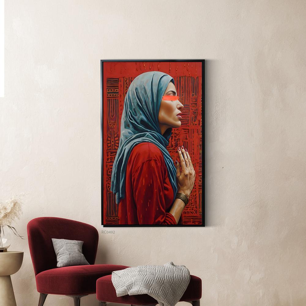 لوحة جدارية كانفس امرأة ترتدي حجاب