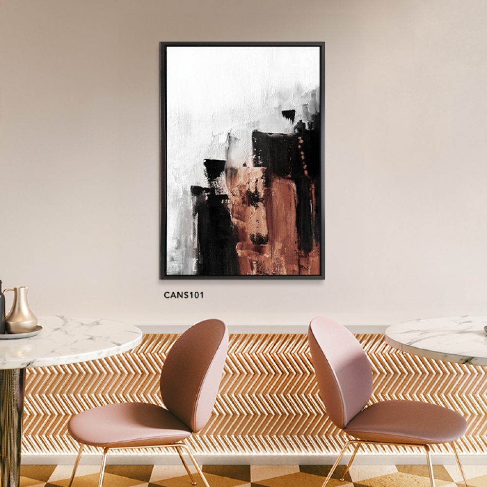 لوحة جدارية كانفس ، تداخل - تدرجات البني والأسود مع الأبيض