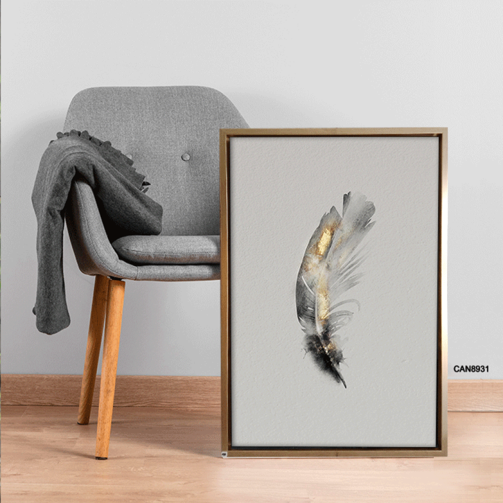 لوحة فنية جدارية كانفس ، ريشة - تدرجات الذهبي مع الأسود والبيج -