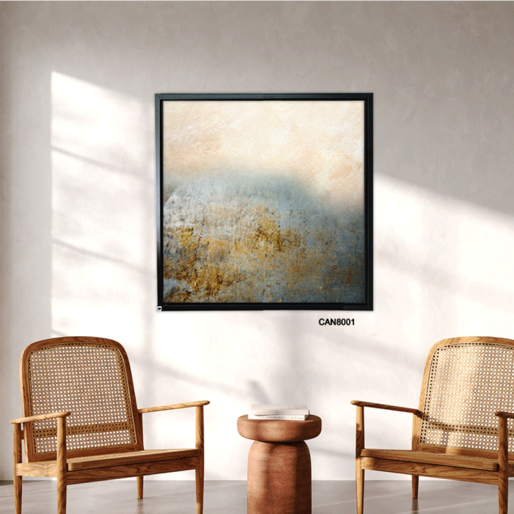 لوحة جدارية كانفس ، تداخل ألوان - تدرجات الذهبي ورمادي مع البيج