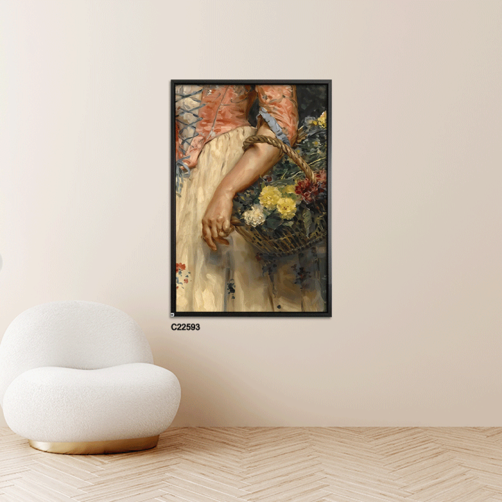 لوحة جدارية كانفس فتاة تحمل ورورد