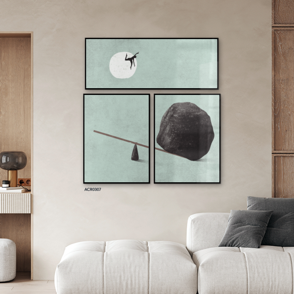 لوحة جدارية أكريليك تصميم يجمع بين الأخضر الهادئ وتدرجات الرمادي