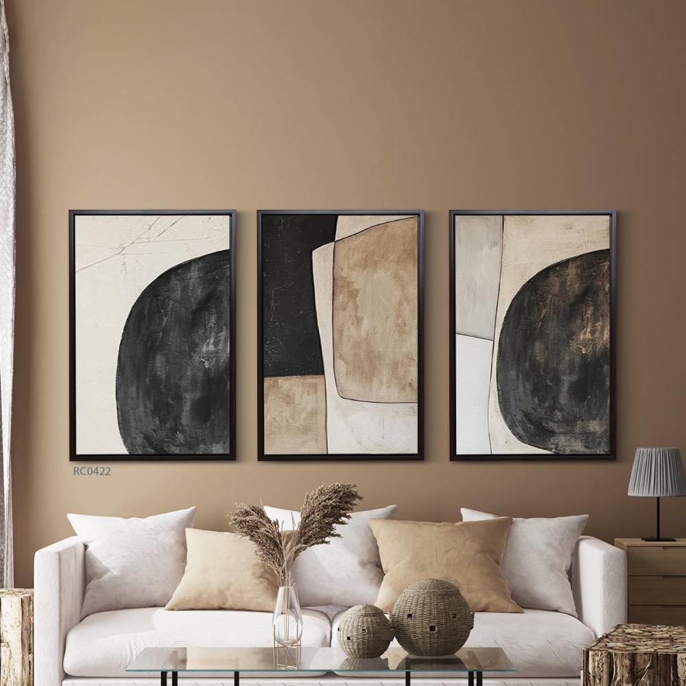 لوحة جدارية كانفس بتصميم بتدرجات البيج البني والاسود