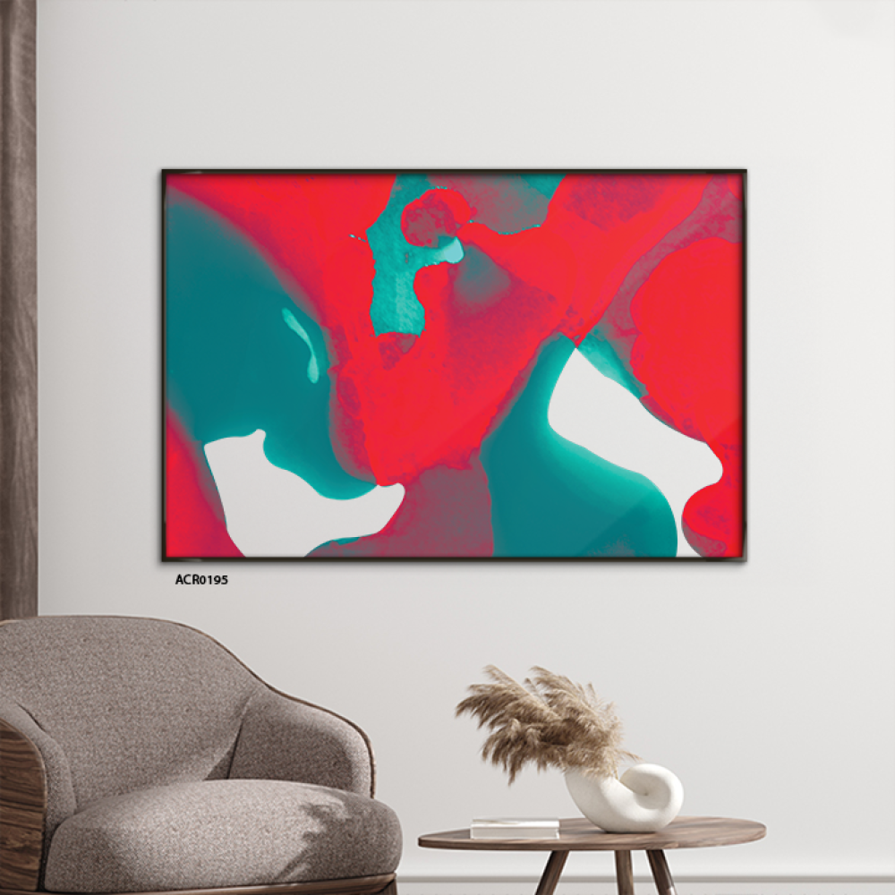 لوحة جدارية اكريليك تتميز بتصميم يجمع بين تدرجات الأحمر والأخضر