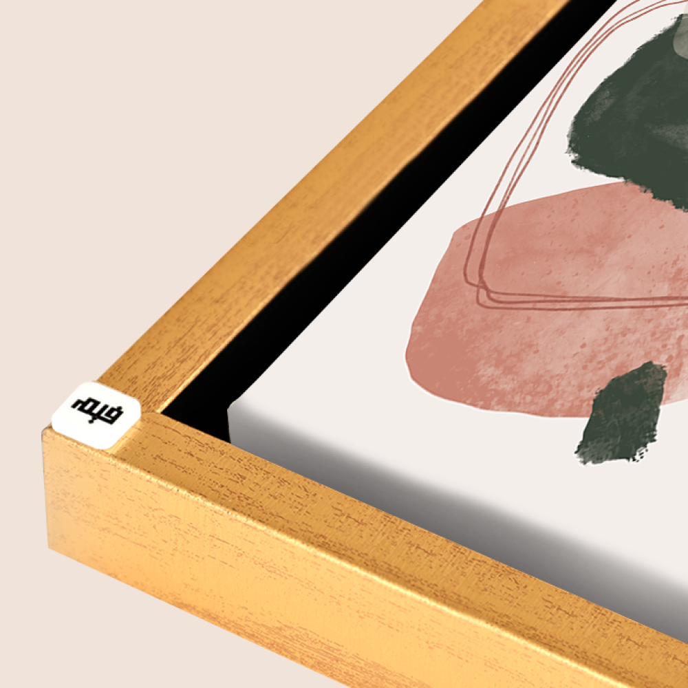 لوحة جدارية كانفس مقسمة ، أشكال - تدرجات الأخضر الزيتي مع الوردي  - فن بوهيمي