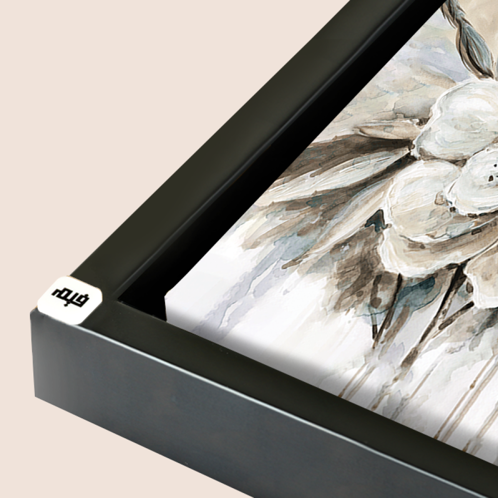 لوحة جدارية كانفس ورود لون بيج وأبيض ورمادي