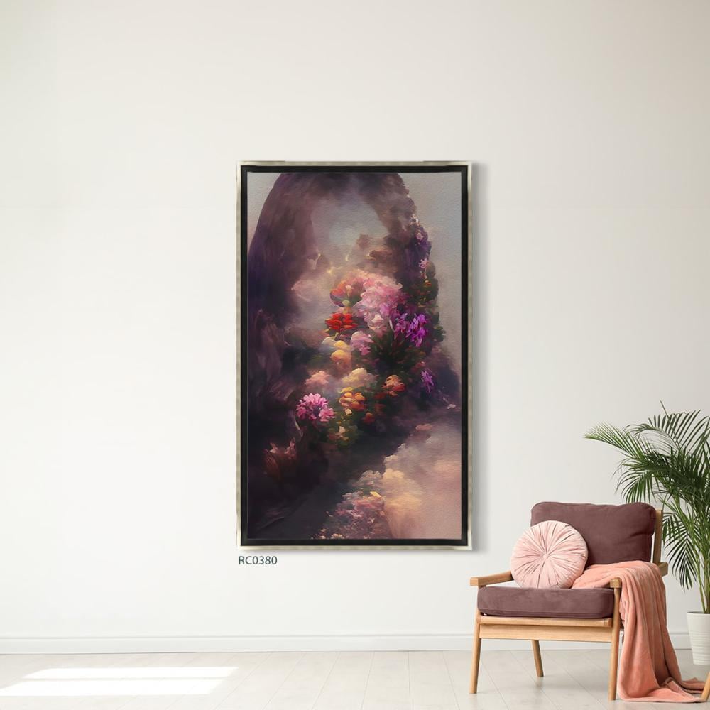 لوحة جدارية كانفس ورود وطبيعة تشكل فتاة