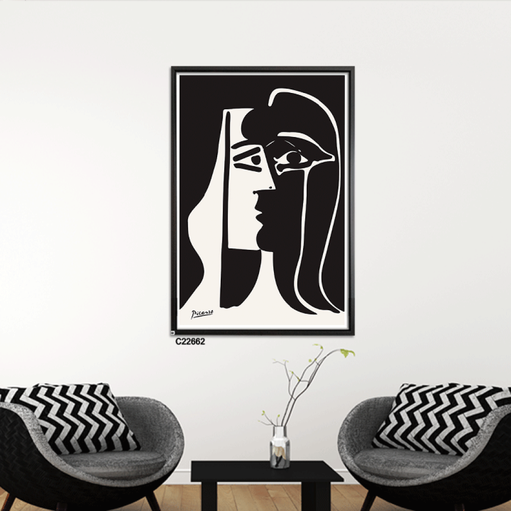 لوحة جدارية كانفس باسلوب فني تكعيبي تصور وجه مزدوج