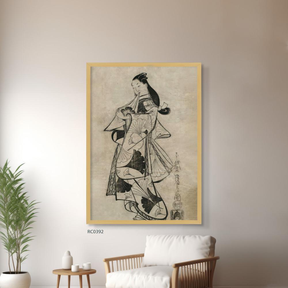 لوحة جدارية كانفس تمثل فتاة صينية من العصر القديم