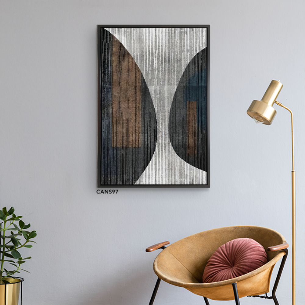 لوحة  جدارية كانفس خيوط ودوائر تدرجات البني والاسود مع الرمادي