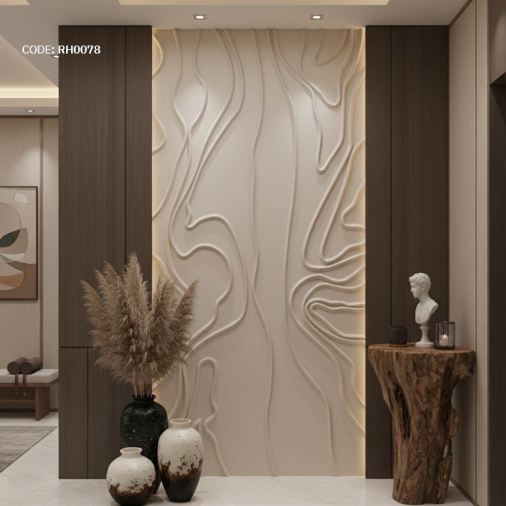 جدارية خشبية منحوتة لخطوط  بأسلوب هندسي حر