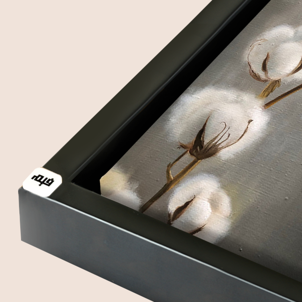 لوحة جدارية كانفس مقسمة زهرة القطن تدرجات البني مع الرمادي والأبيض