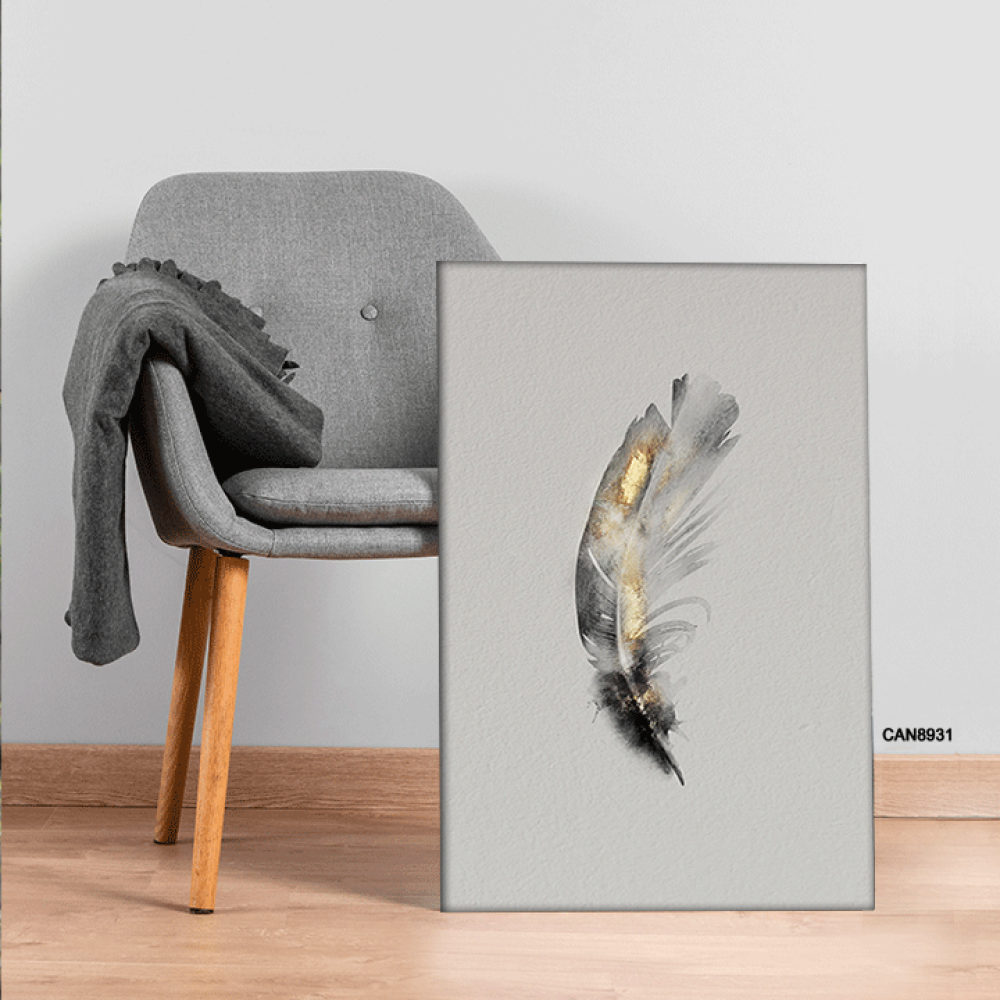لوحة فنية جدارية كانفس ، ريشة - تدرجات الذهبي مع الأسود والبيج -