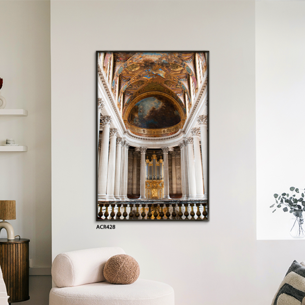 لوحة جدارية أكريليك تتميز بتصميم يشبه أعمدة قصر،