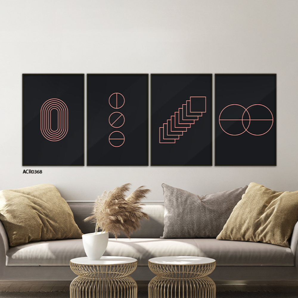 لوحة جدارية أشكالاً هندسية بتدرجات من الأسود والبيج