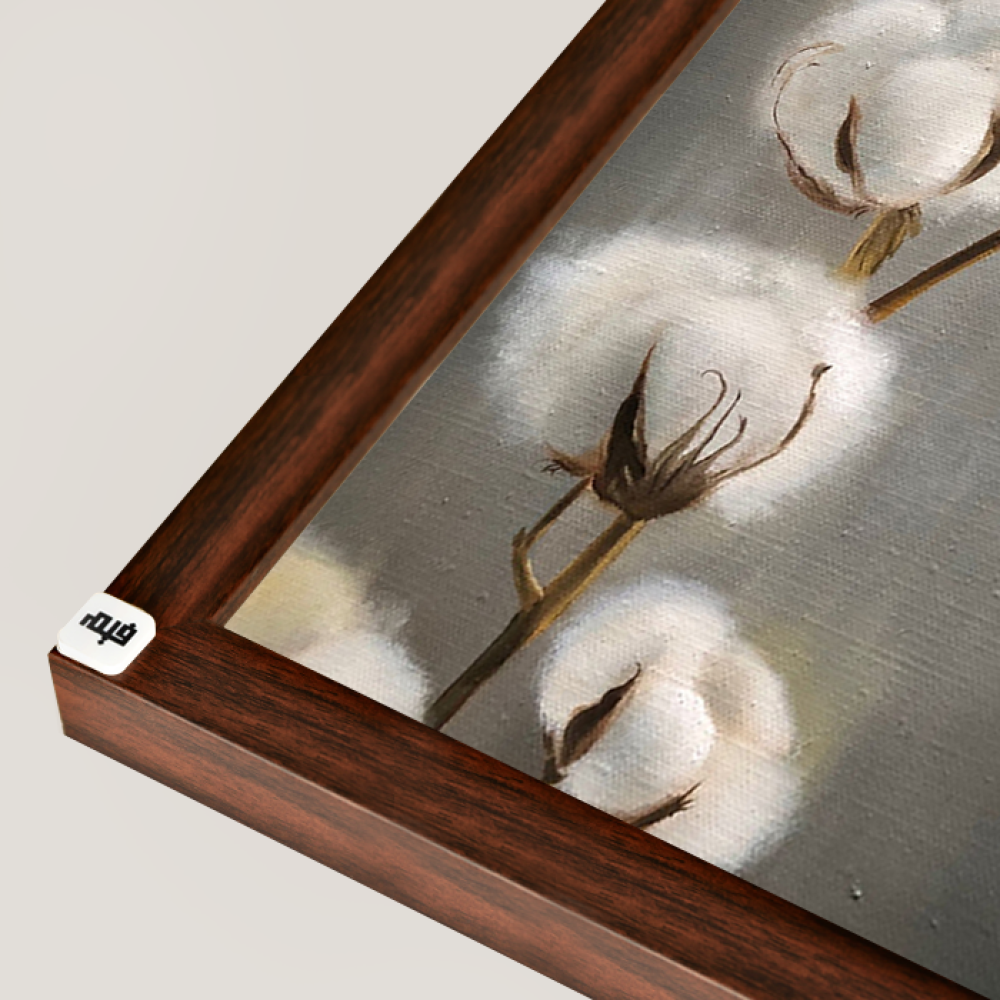 لوحة جدارية كانفس مقسمة زهرة القطن تدرجات البني مع الرمادي والأبيض