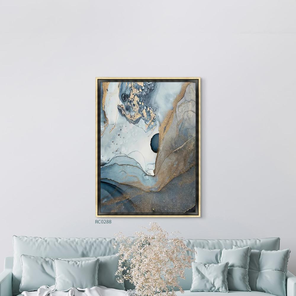 لوحة جدارية كانفس تداخل الألوان البني والأزرق