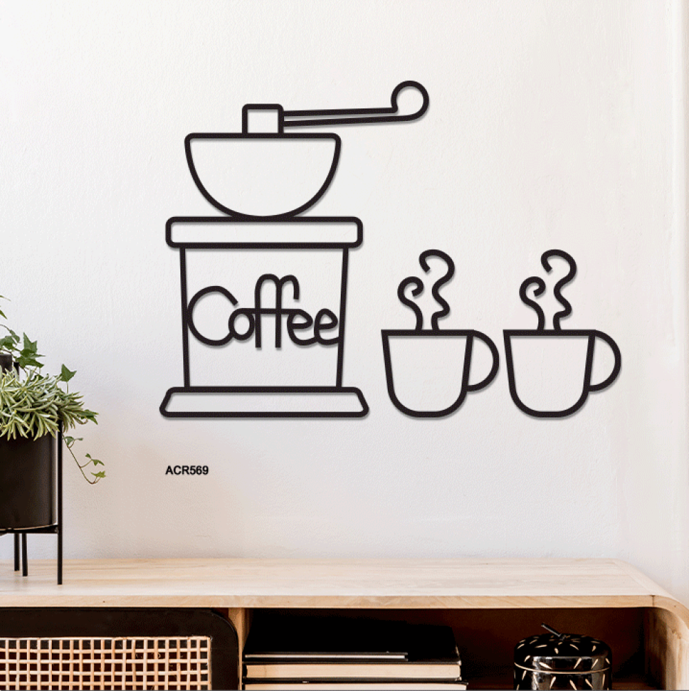 لوحة جدارية أكريليك تعرض ماكينة قهوه تدرجات اللون الاسود