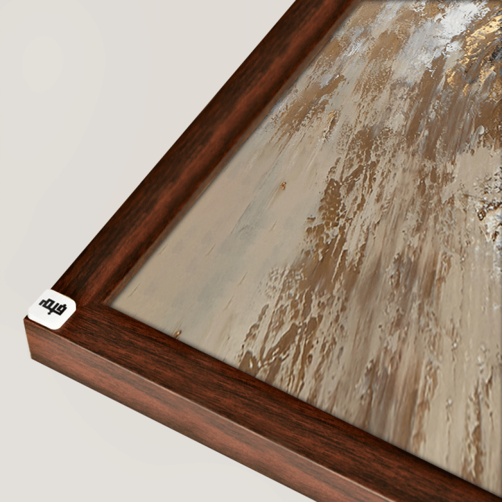 لوحة جدارية كانفس ، تداخل ألوان - تدرجات الذهبي والبني مع الرمادي والبيج