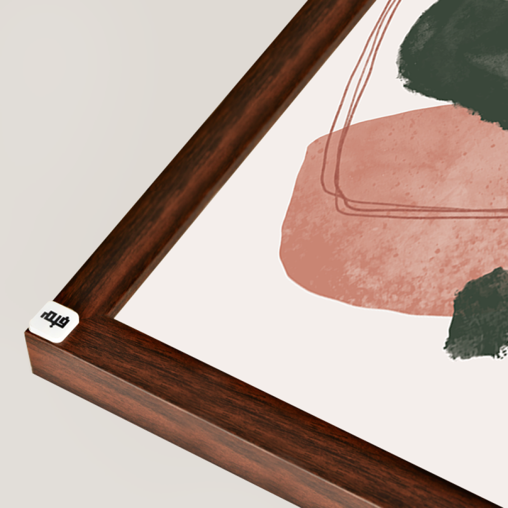 لوحة جدارية كانفس مقسمة ، أشكال - تدرجات الأخضر الزيتي مع الوردي  - فن بوهيمي