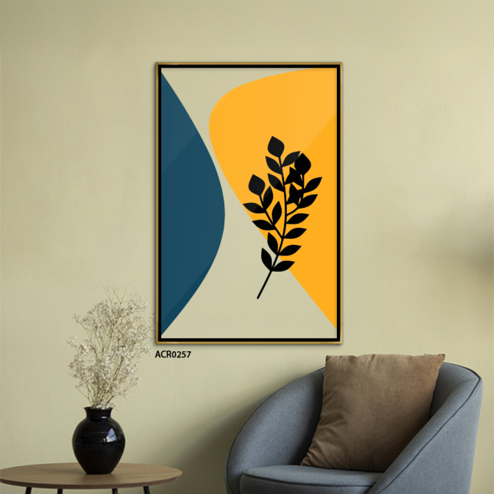 لوحة جدارية أكرليك تصور ورقة شجر بأطراف مثلثة