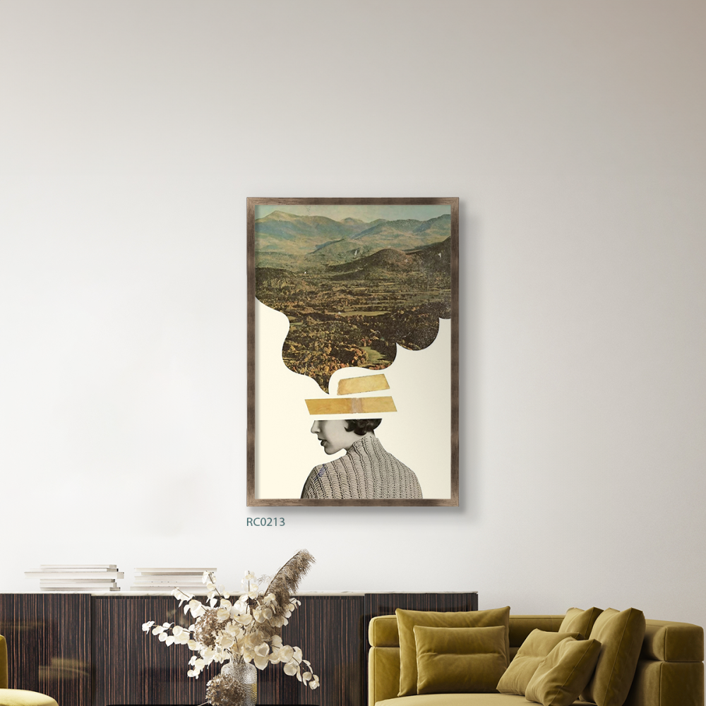 لوحة جدارية كانفس تصور فتاة وخيال تدرجات البني مع البيج والاخضر