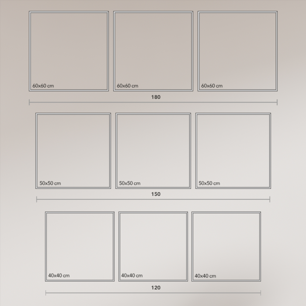 A black canvas wall painting with a golden semicircle