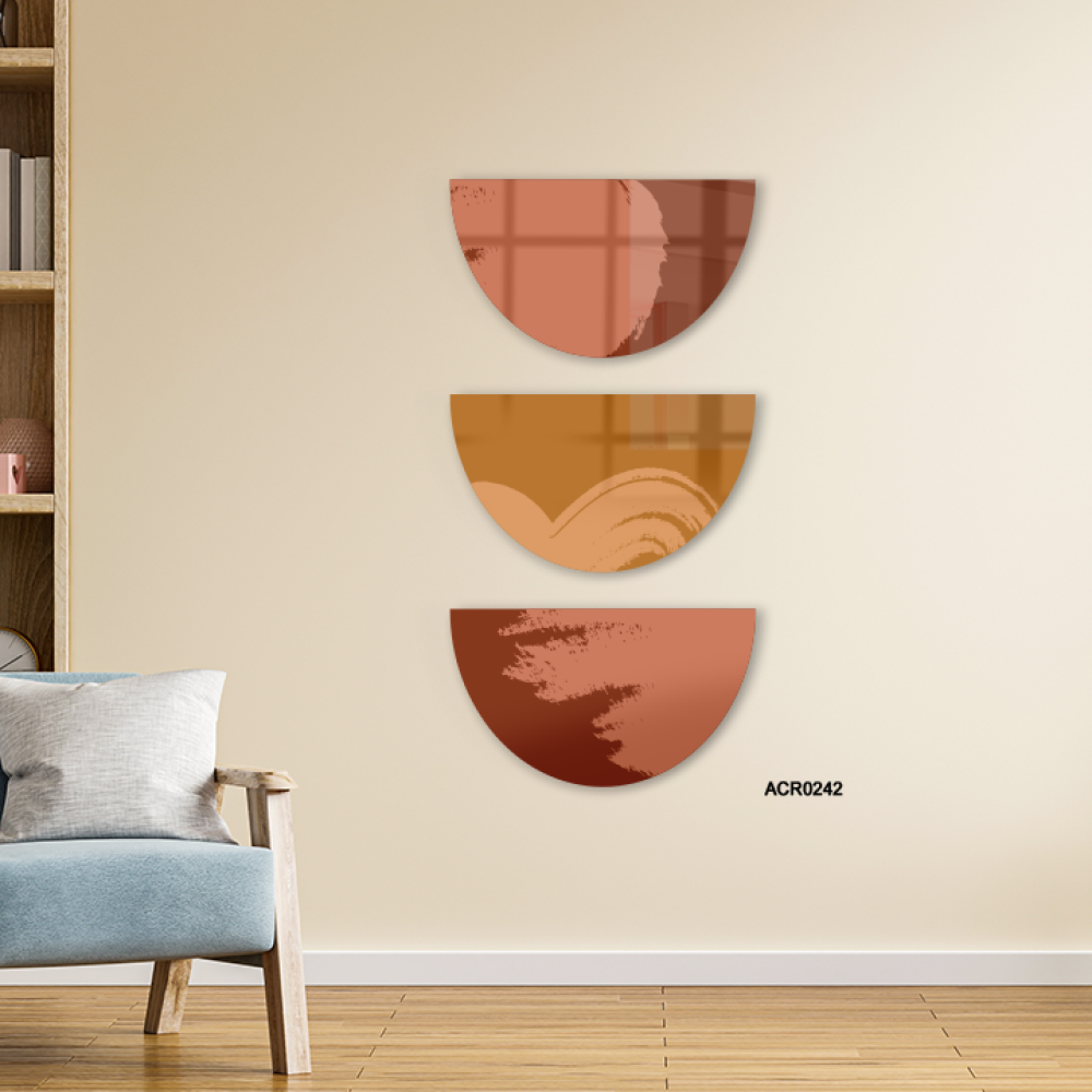 لوحة جدارية مقسمة اكريليك بتصميم يشمل أنصاف دوائر