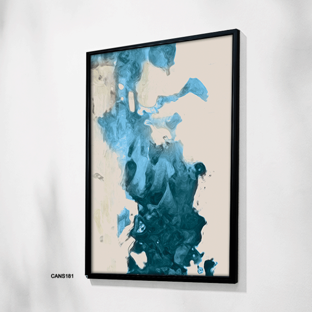 لوحة جدارية كانفس طابع مائي دخاني تدرجات أزرق وبيج