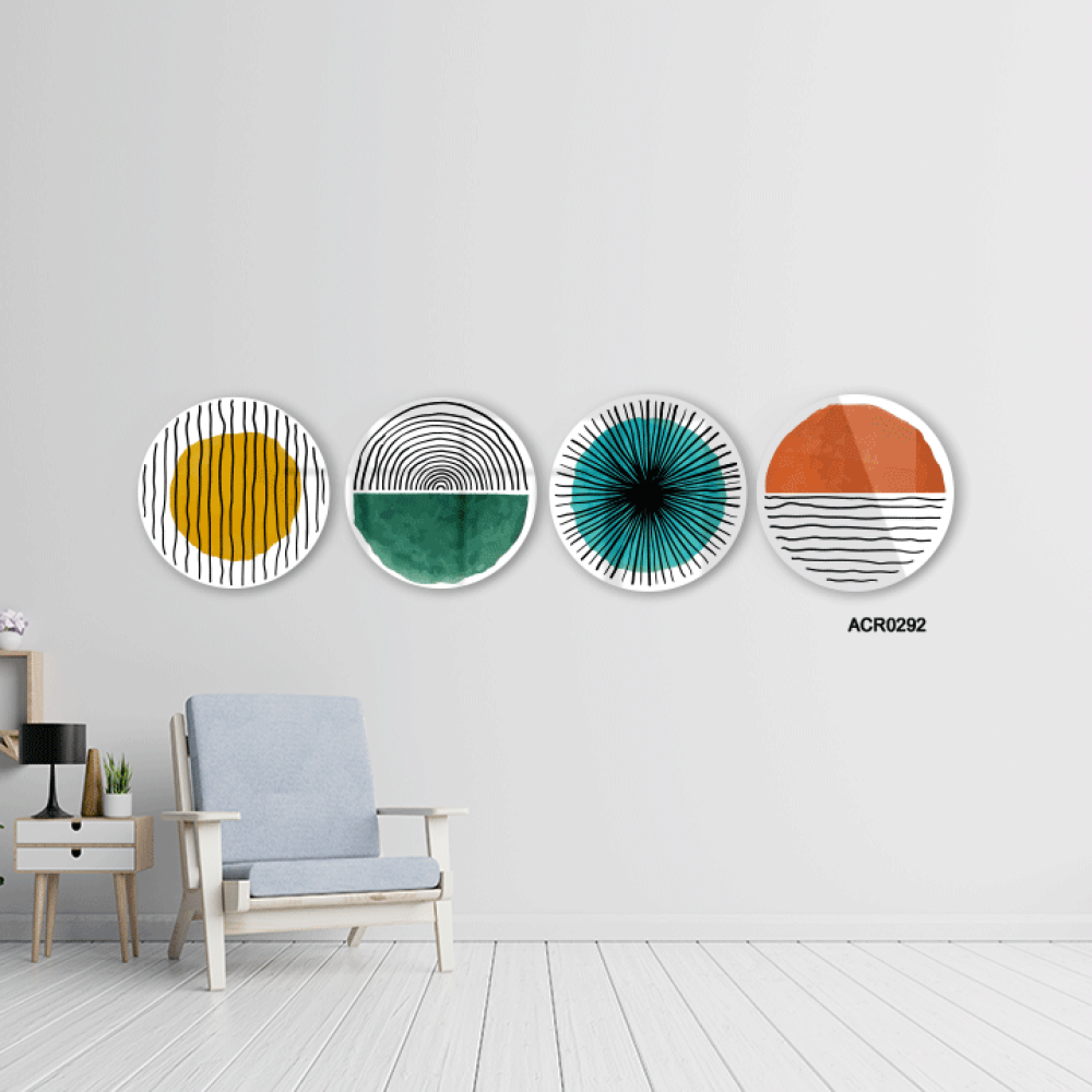 لوحة جدارية أكريليك تتميز بتصميم دوائر مقسمة