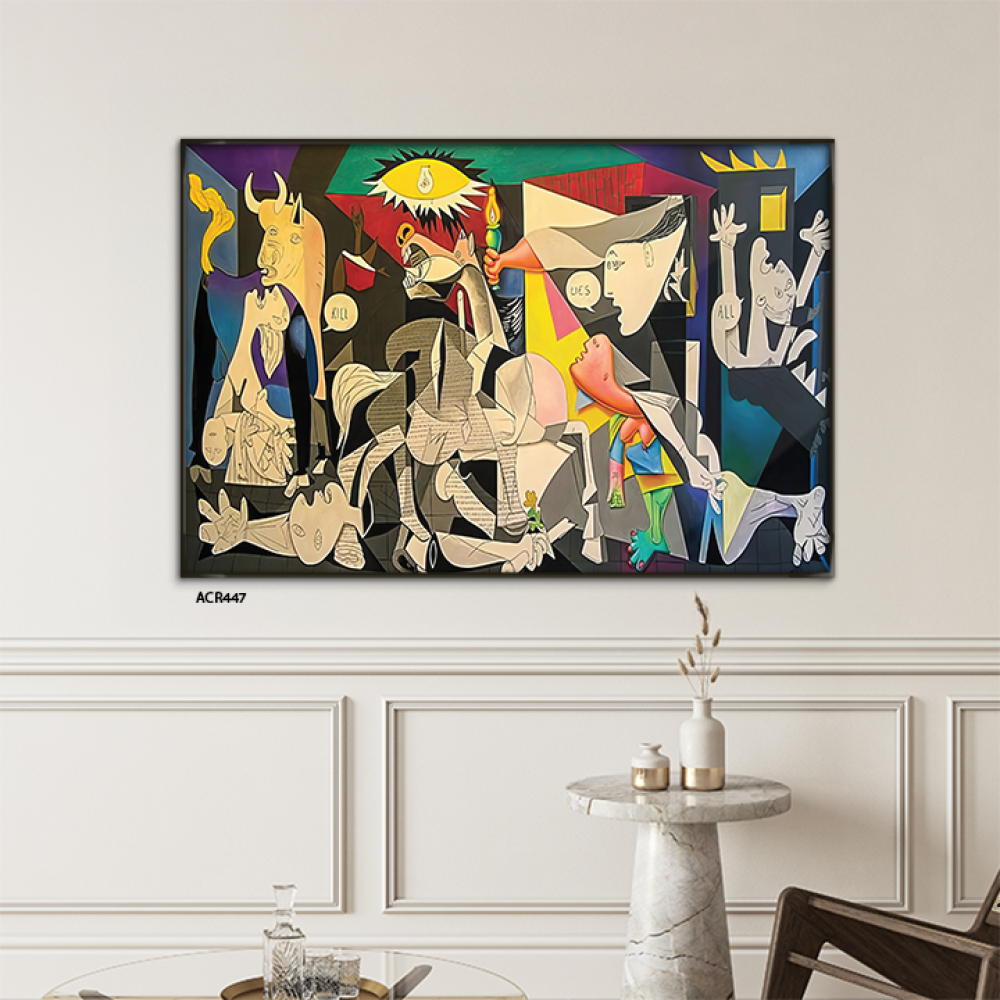 لوحة جدارية أكريليك تستوحي من لوحة "غيرنيكا" للفنان بابلو بيكاسو