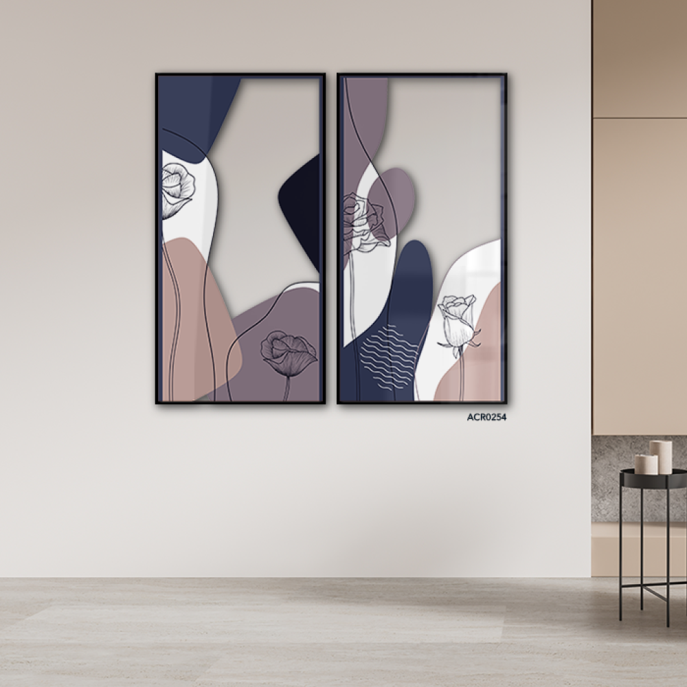 لوحة جدارية أكريليك مقسمة أوراق شجر بتدرجات جميلة