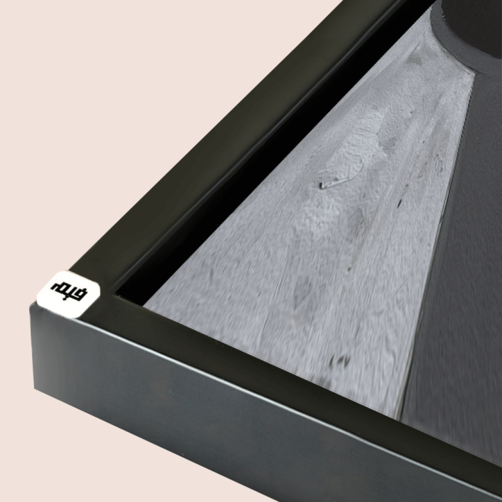 لوحة جدارية كانفس ، أشكال هندسية متداخلة - تدرجات الرمادي مع البيج والأبيض