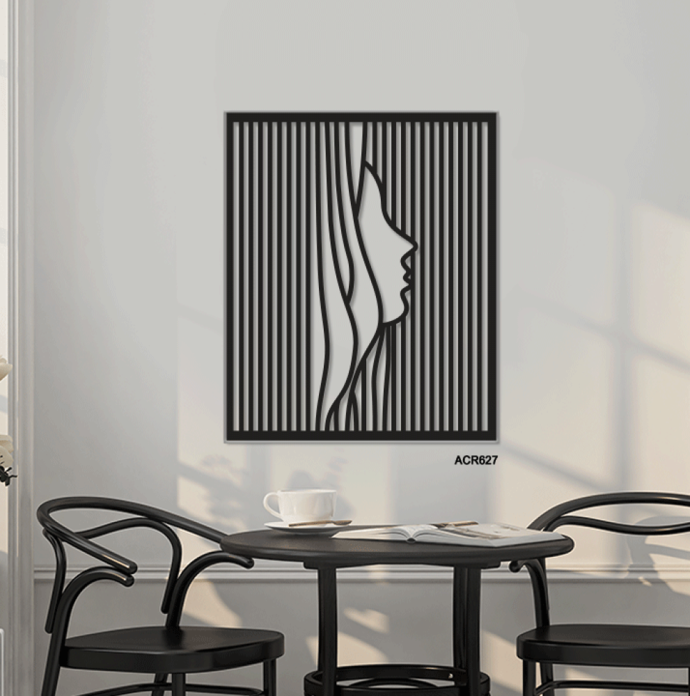 لوحة جدارية اكريليك خطوط تصور وجهًا جانبيًا