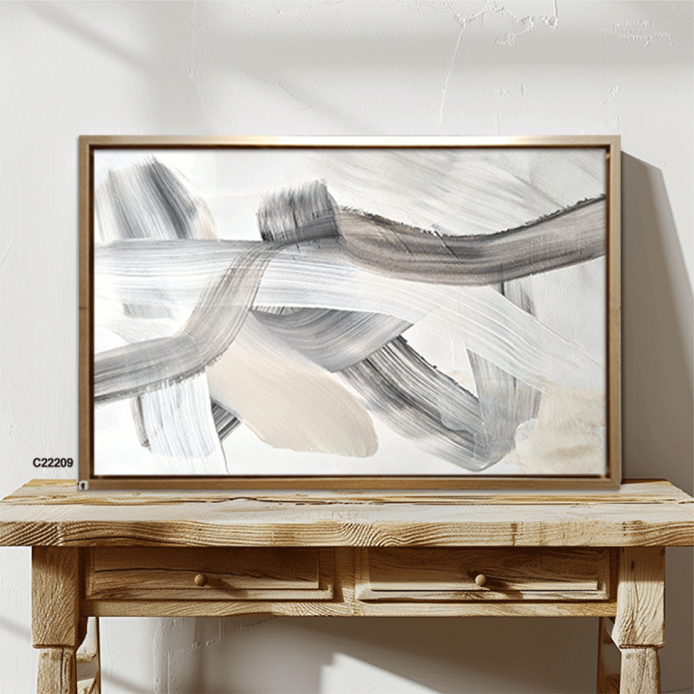 لوحة فنية جدارية كانفس ، دمج ألوان - تدرجات البيج والبني مع الرمادي والأبيض