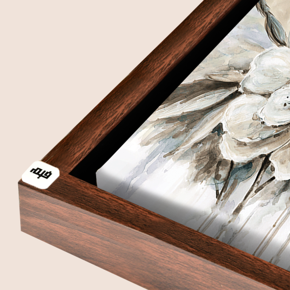 لوحة جدارية كانفس ورود لون بيج وأبيض ورمادي