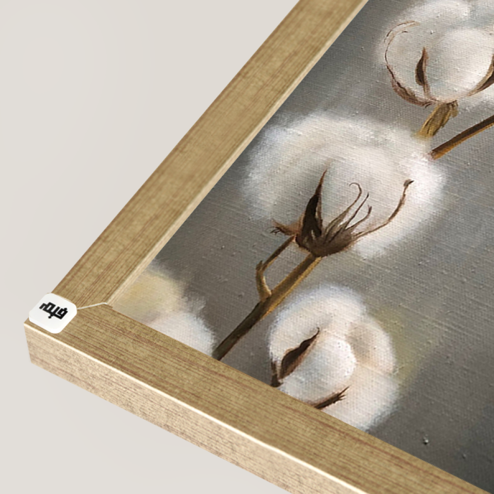 لوحة جدارية كانفس مقسمة زهرة القطن تدرجات البني مع الرمادي والأبيض