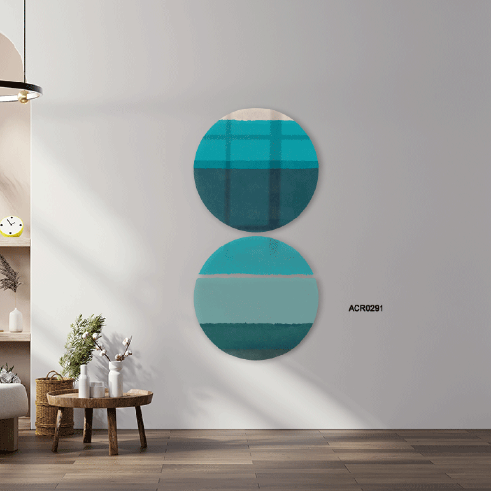 لوحة جدارية أكريليك تتميز بتصميم فني رائع يضم دوائر متدرجة من اللون الأخضر