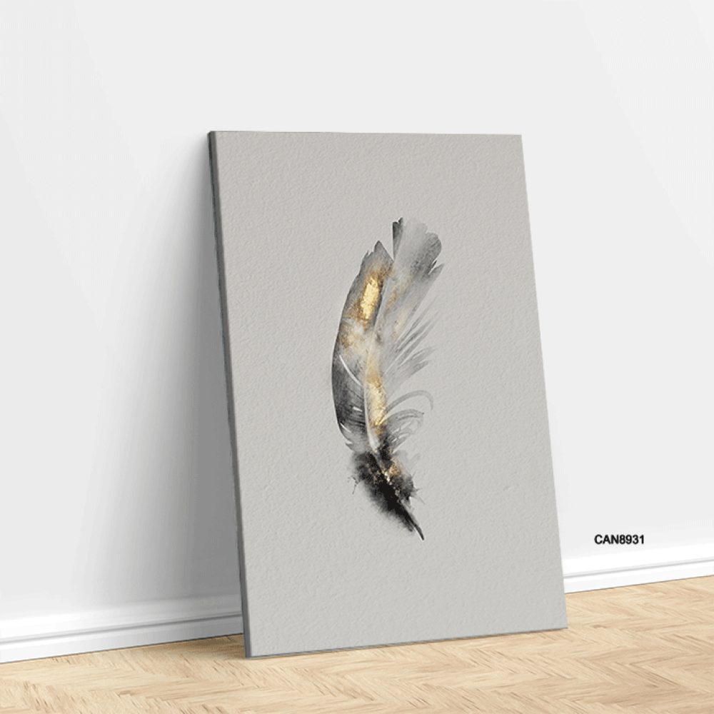 لوحة فنية جدارية كانفس ، ريشة - تدرجات الذهبي مع الأسود والبيج -
