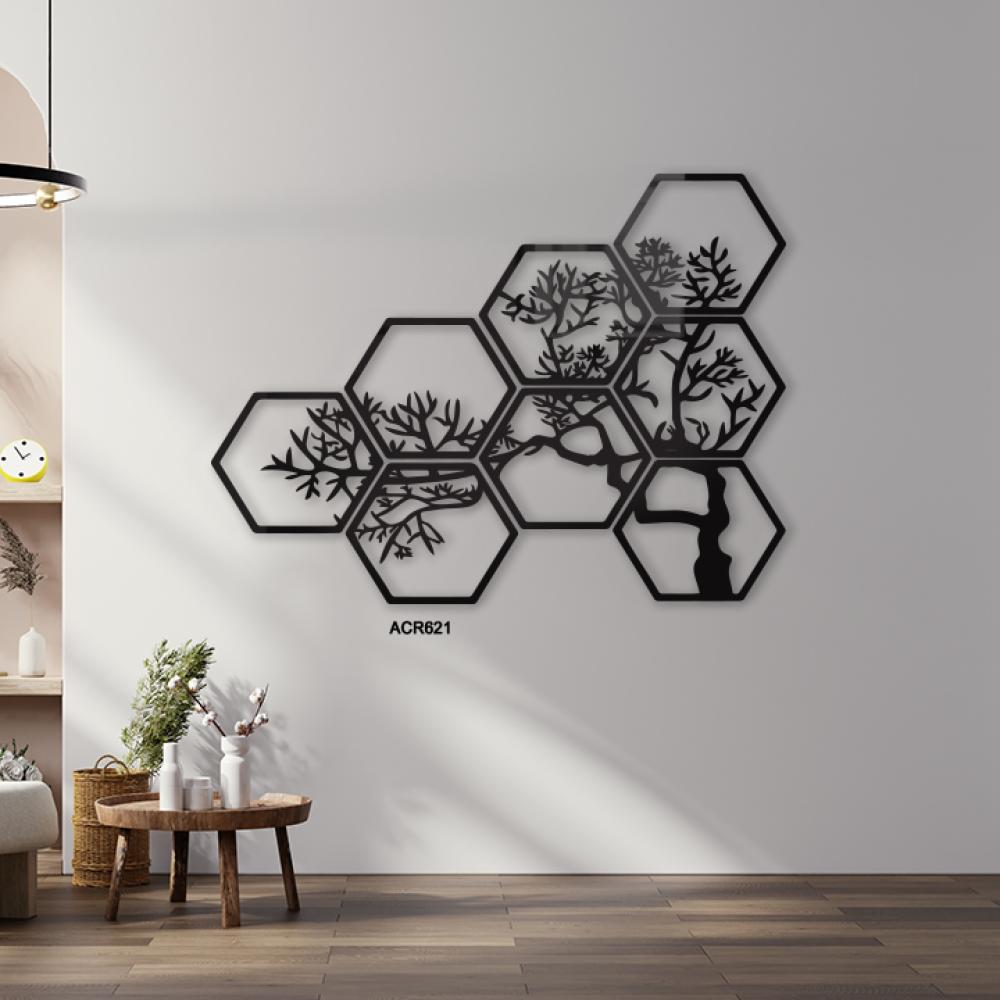 لوحة جدارية اكريليك بتصميم سداسيات