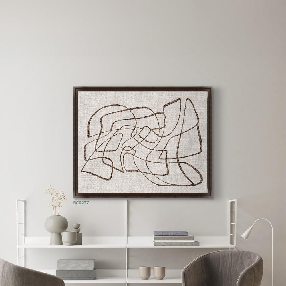 لوحة كانفس خطوط عشوائية تدرجات البني مع البيج