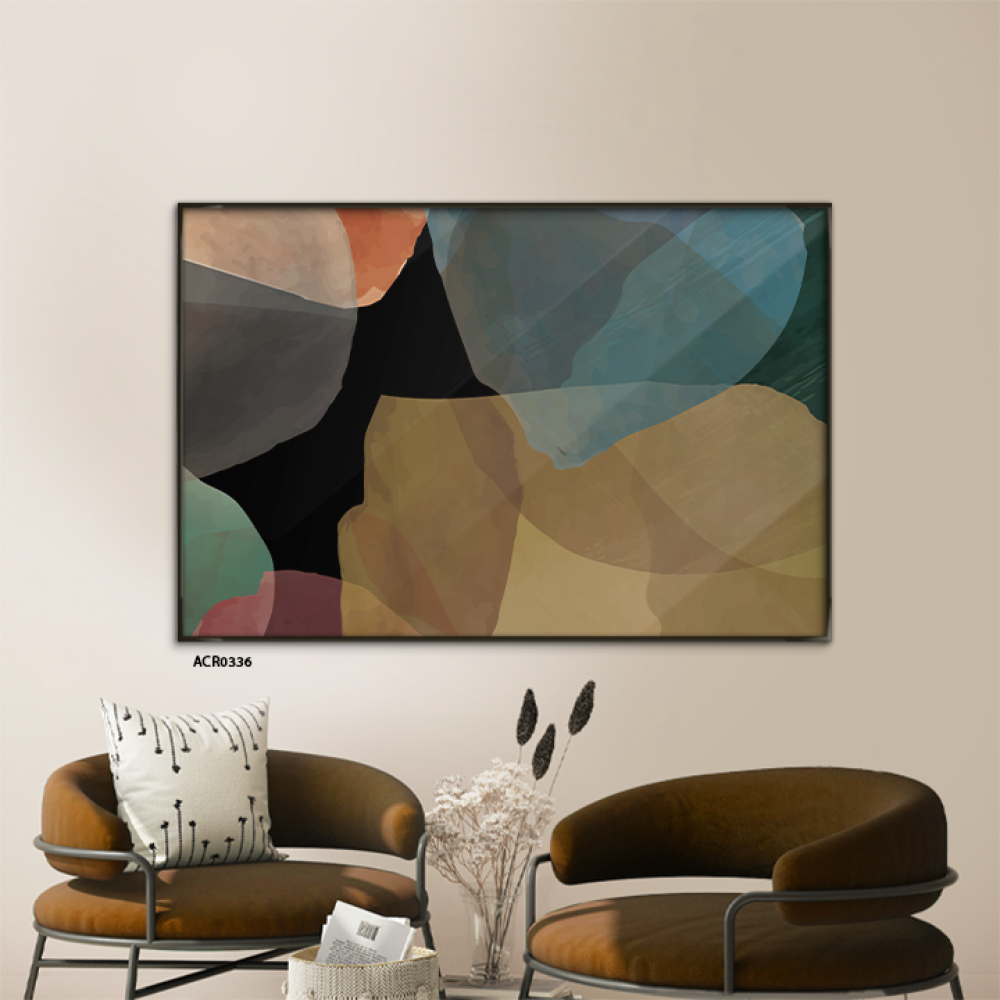 لوحة جدارية اكريليك تصور أشكالًا غير منتظمة تشبه الأحجار